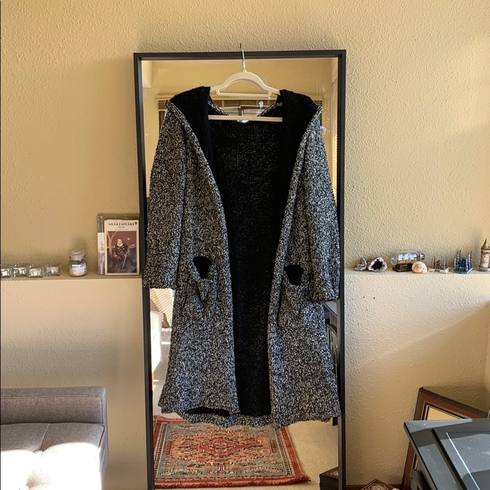 Black-Grey coat max length and very cozy